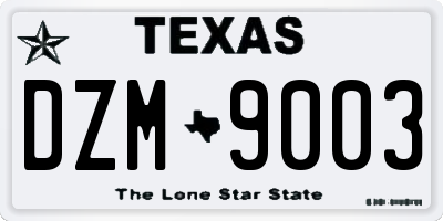 TX license plate DZM9003