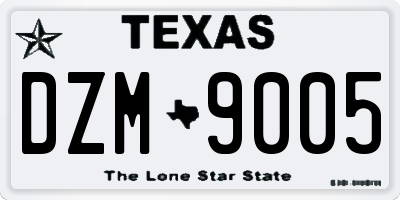 TX license plate DZM9005