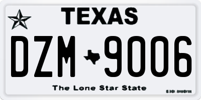 TX license plate DZM9006