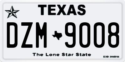 TX license plate DZM9008