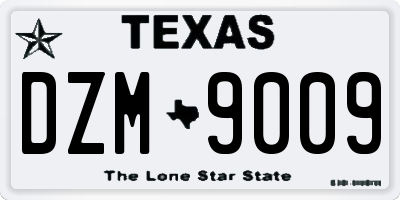 TX license plate DZM9009