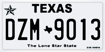 TX license plate DZM9013