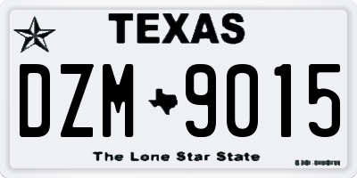 TX license plate DZM9015