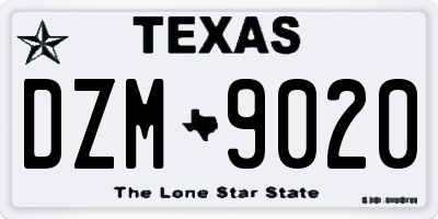 TX license plate DZM9020