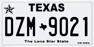 TX license plate DZM9021
