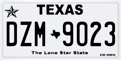TX license plate DZM9023