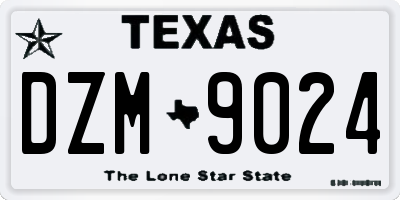 TX license plate DZM9024