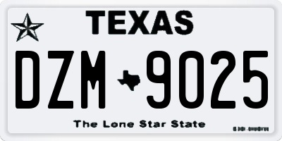 TX license plate DZM9025