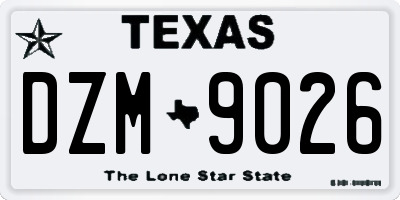 TX license plate DZM9026