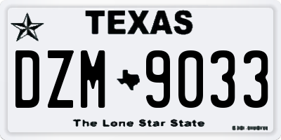 TX license plate DZM9033