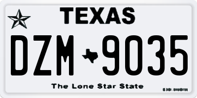 TX license plate DZM9035