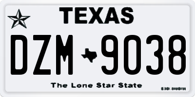 TX license plate DZM9038