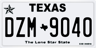 TX license plate DZM9040