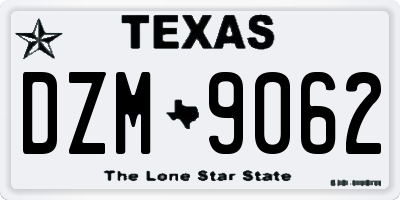 TX license plate DZM9062