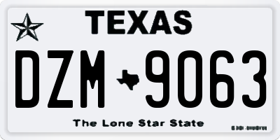 TX license plate DZM9063