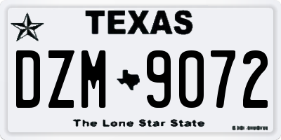 TX license plate DZM9072