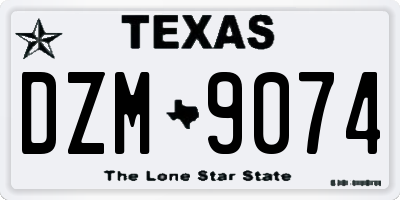 TX license plate DZM9074