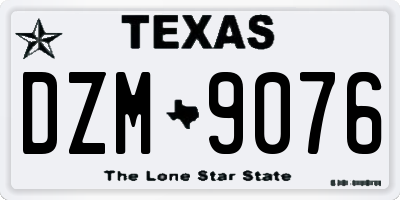 TX license plate DZM9076