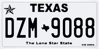 TX license plate DZM9088