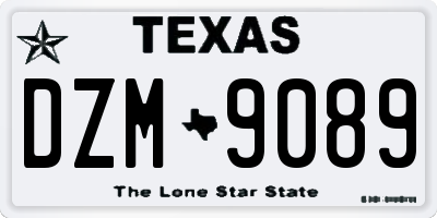 TX license plate DZM9089