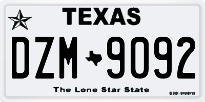 TX license plate DZM9092