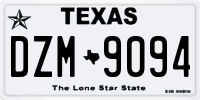 TX license plate DZM9094