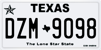 TX license plate DZM9098