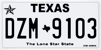 TX license plate DZM9103