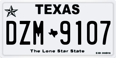 TX license plate DZM9107