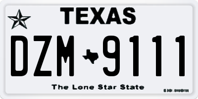 TX license plate DZM9111