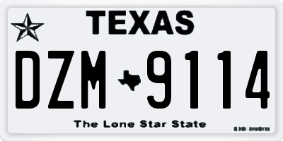 TX license plate DZM9114