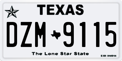 TX license plate DZM9115
