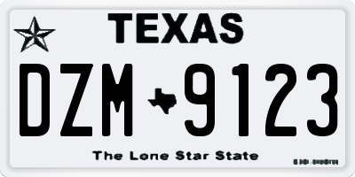 TX license plate DZM9123