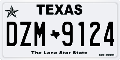 TX license plate DZM9124