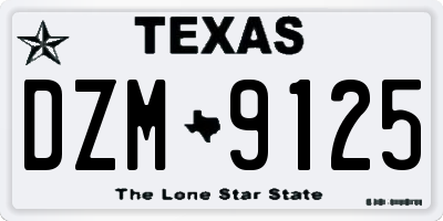 TX license plate DZM9125