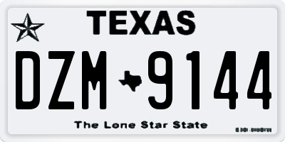 TX license plate DZM9144