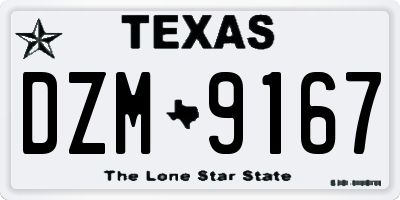 TX license plate DZM9167