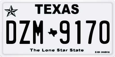 TX license plate DZM9170