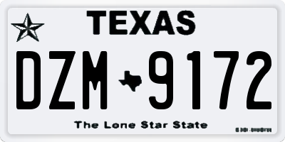 TX license plate DZM9172