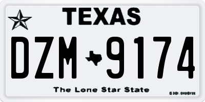 TX license plate DZM9174