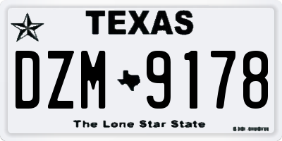 TX license plate DZM9178