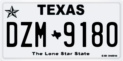 TX license plate DZM9180
