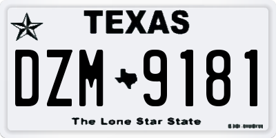 TX license plate DZM9181