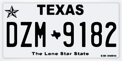 TX license plate DZM9182