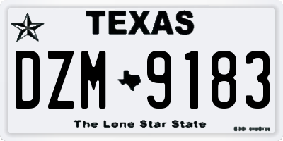 TX license plate DZM9183