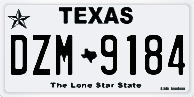 TX license plate DZM9184