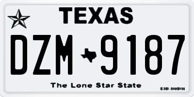 TX license plate DZM9187