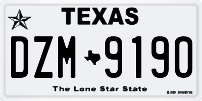 TX license plate DZM9190