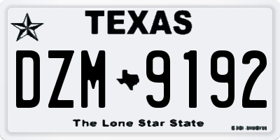 TX license plate DZM9192