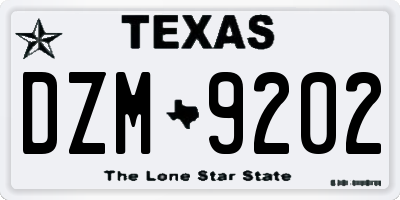 TX license plate DZM9202